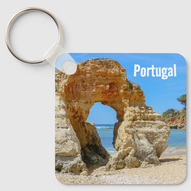 Portugal Algarve Beach and Rocks Souvenir Keychain (Front)