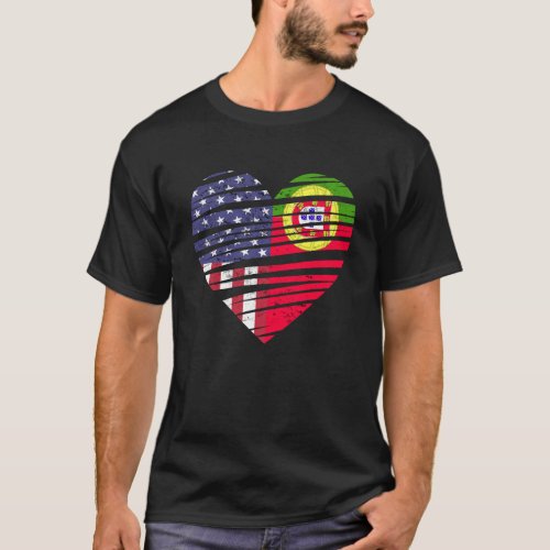Portugal American Grown Heart USA Patriot Heritage T_Shirt