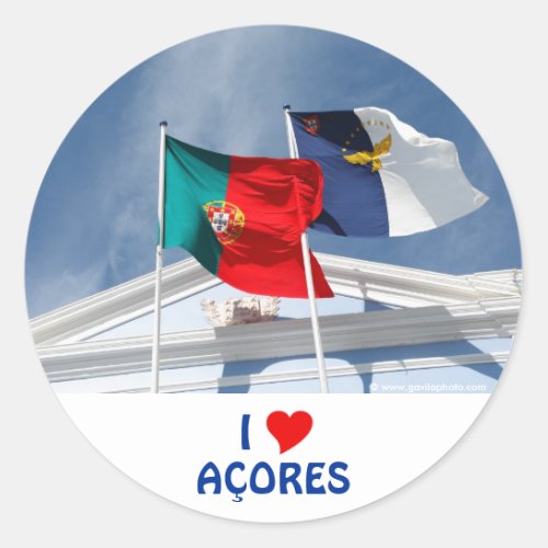 Portugal and Azores flags Classic Round Sticker