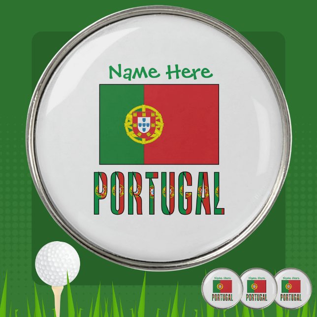Portugal and Portuguese Flag Green Personalization Golf Ball Marker (Creator Uploaded)