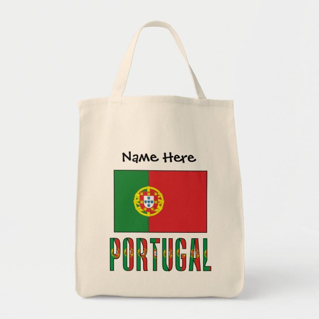 Portugal and Portuguese Flag with Your Name Tote Bag (Front)