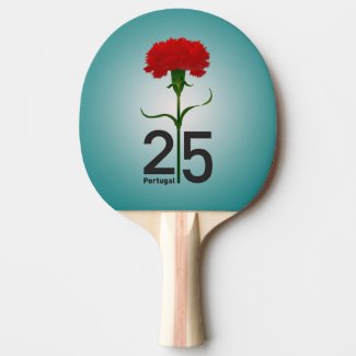 Portugal and red carnation Ping-Pong paddle