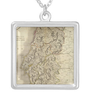 Portugal Atlas Map Silver Plated Necklace