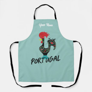 Portugal Barcelos rooster symbol, sage blue Apron