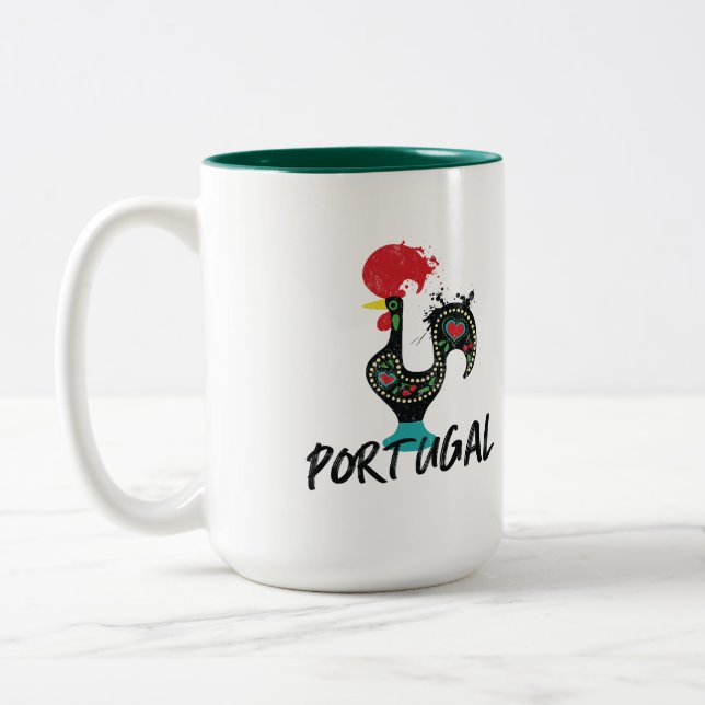 Portugal Barcelos rooster symbol Two-Tone Coffee Mug (Left)