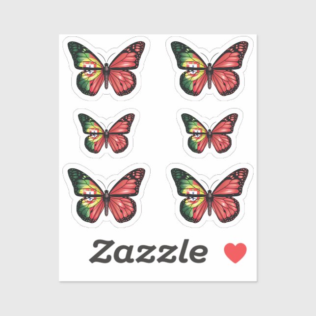 Portugal butterfly monarch flag sticker (Sheet)