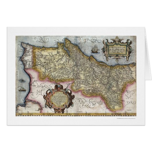 Portugal by Ortelius Map 1579 Cards (Front Horizontal)