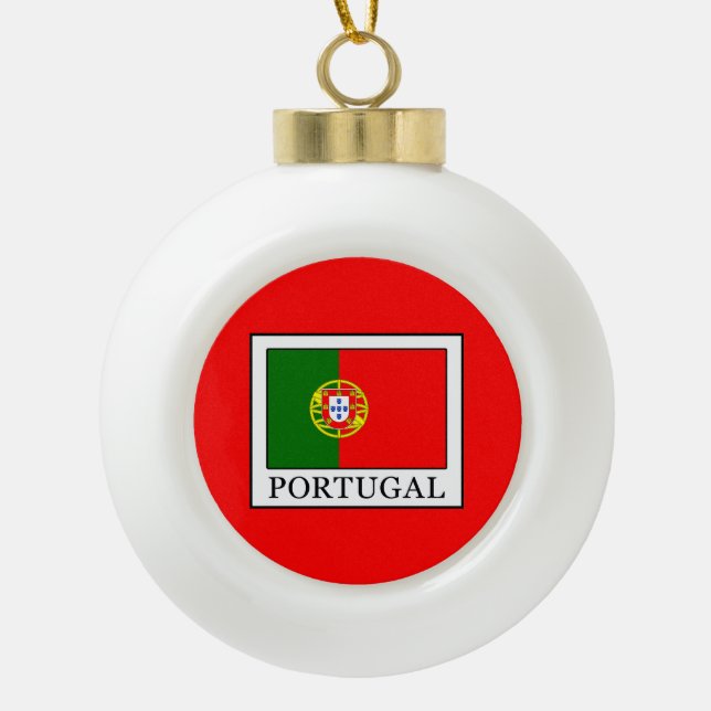 Portugal Ceramic Ball Christmas Ornament (Front)
