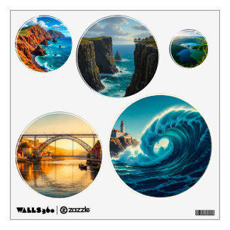 Portugal Coastal Circle Photography Wall Decal Set