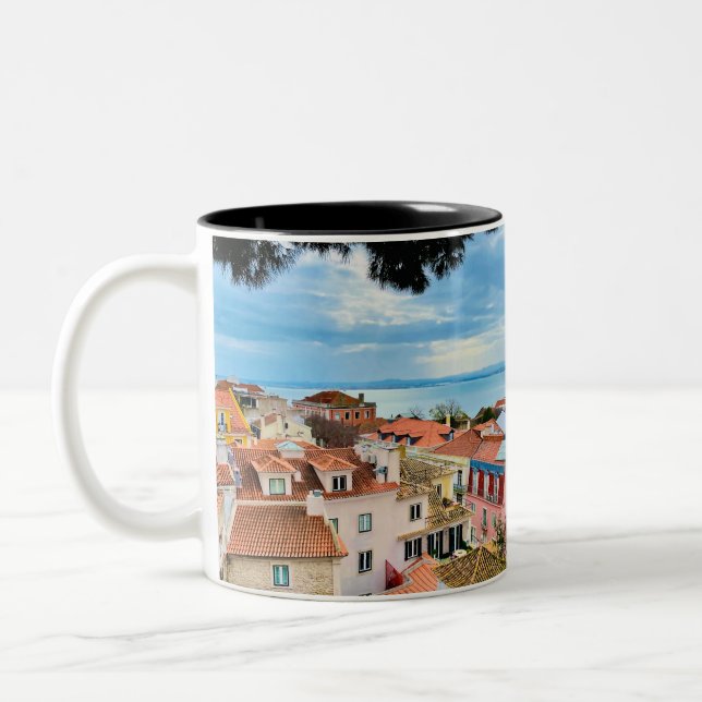 Portugal Coffee Mug, Lisbon Photograph,  Two-Tone Coffee Mug (Left)