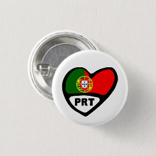 Portugal Country Code Flag Heart Pin Badge, PRT