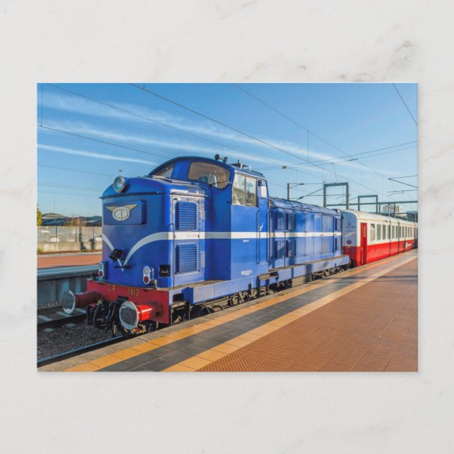 Portugal CP 1413 diesel locomotive at Campanhã Postcard (Front)