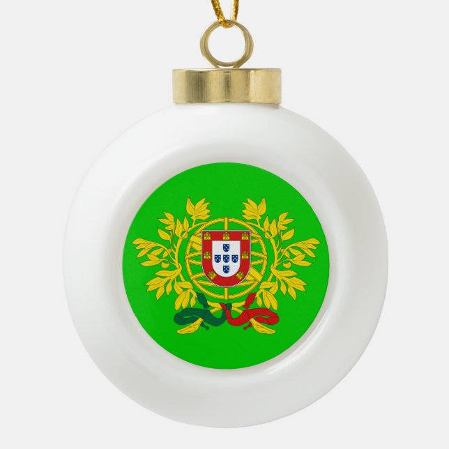 Portugal Crest* Round Christmas Ornament (Front)