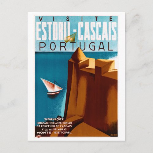 Portugal Estoril Vintage Travel Poster Restored Postcard