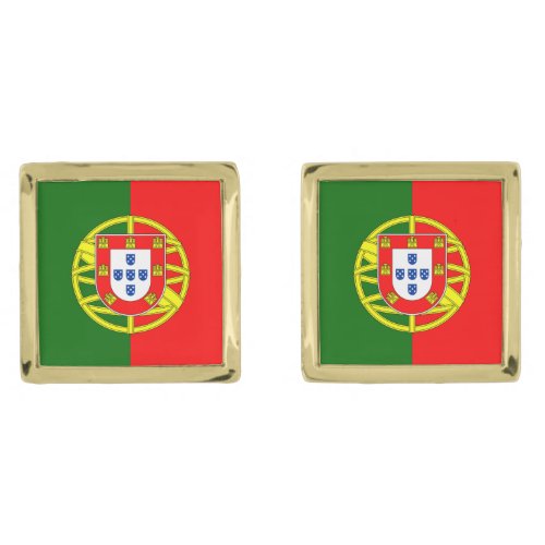 Portugal Flag and Coat Of Arms Patriotic Cufflinks