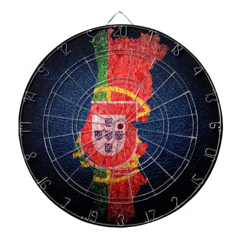 Portugal Flag and Map Dartboard With Darts