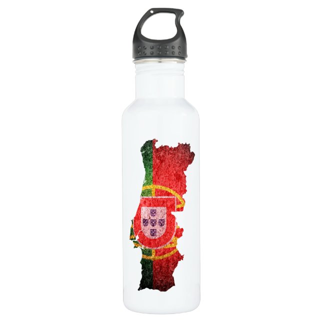 Portugal Flag and Map Stainless Steel Water Bottle (Front)