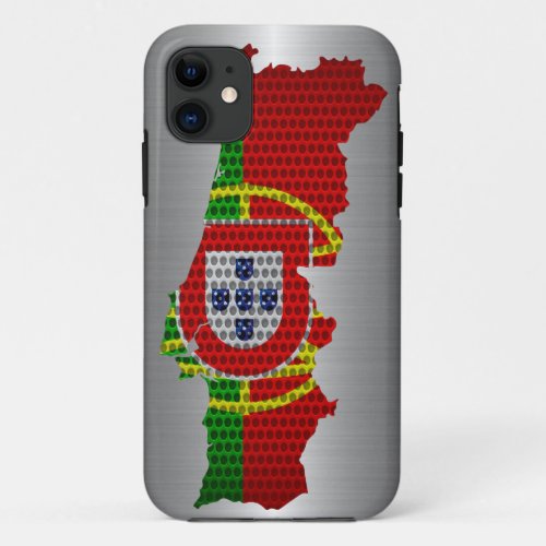 Portugal Flag and Map Steel Metal Hole iPhone 11 Case