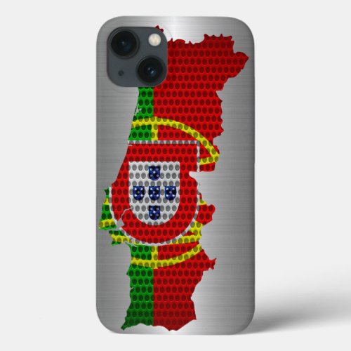 Portugal Flag and Map Steel Metal Hole iPhone 13 Case