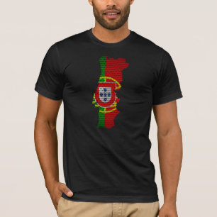 Portugal Flag and Map Steel Metal Hole T-Shirt