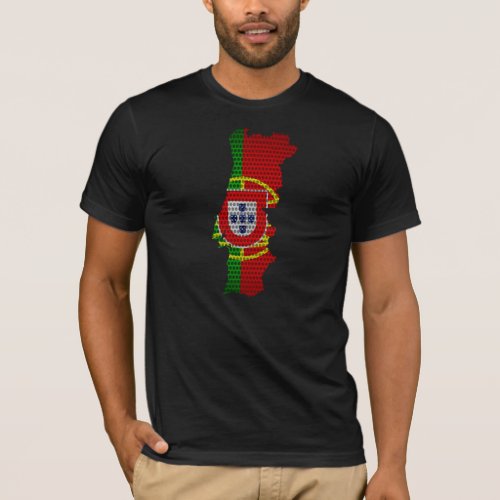 Portugal Flag and Map Steel Metal Hole T_Shirt