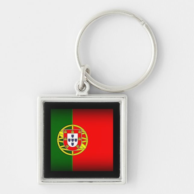 Portugal Flag Black Edge Keychain (Front)