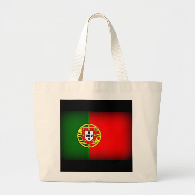Portugal Flag Black Edge Large Tote Bag (Front)