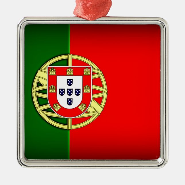 Portugal Flag Black Edge Metal Ornament (Front)