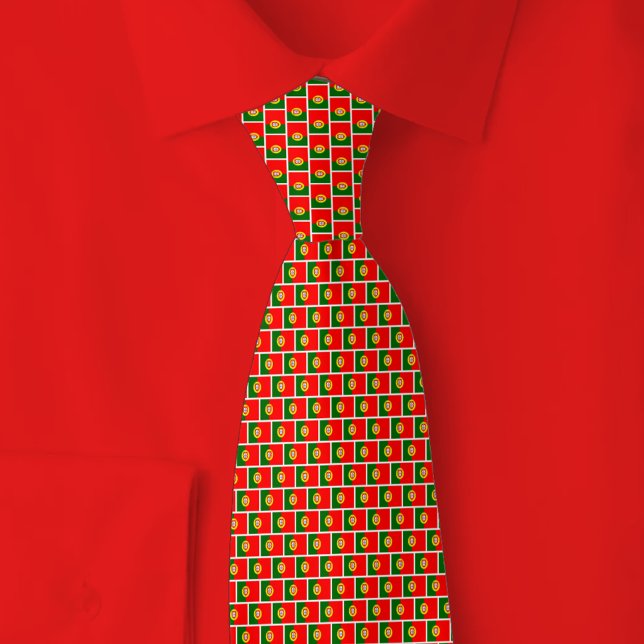 Portugal Flag Brick Pattern Neck Tie (Creator Uploaded)