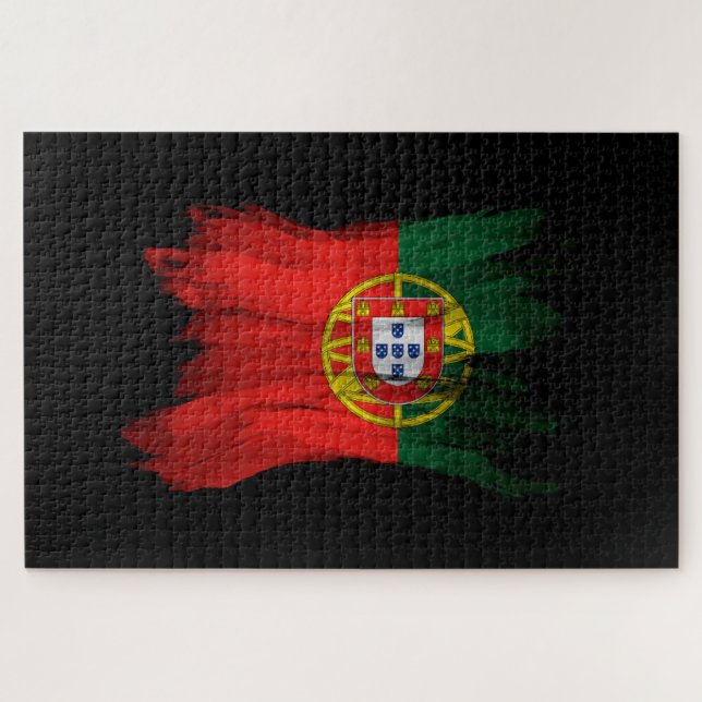 Portugal flag brush stroke, national flag jigsaw puzzle (Horizontal)