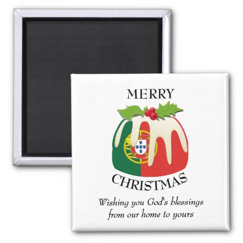 PORTUGAL FLAG Christmas Pudding  Magnet