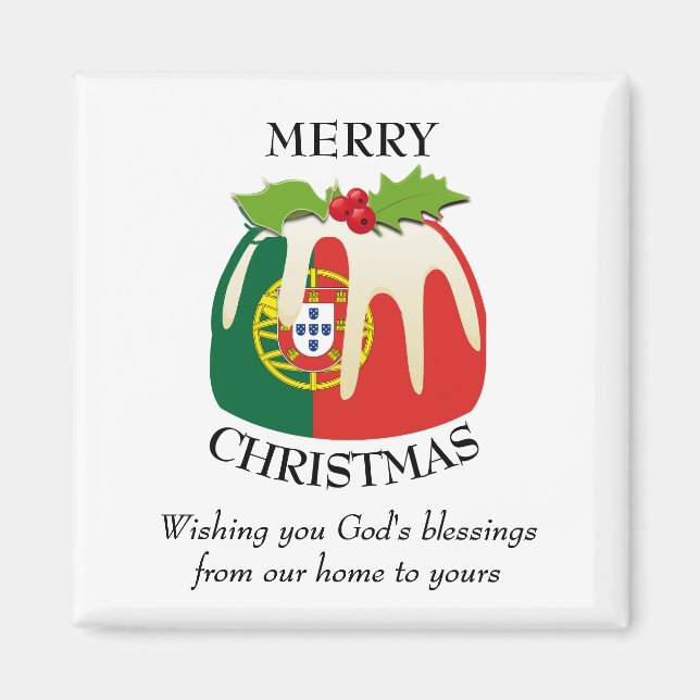 PORTUGAL FLAG Christmas Pudding  Magnet (Front)