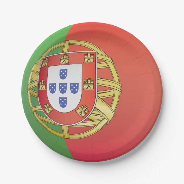 Portugal Flag Coat of Arms Portuguese Crest Paper Plates (Front)