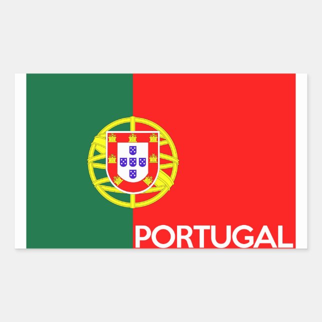 portugal flag country text name rectangular sticker (Front)