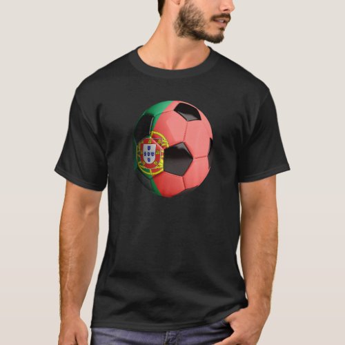 Portugal Flag Football Soccer Ball T_Shirt