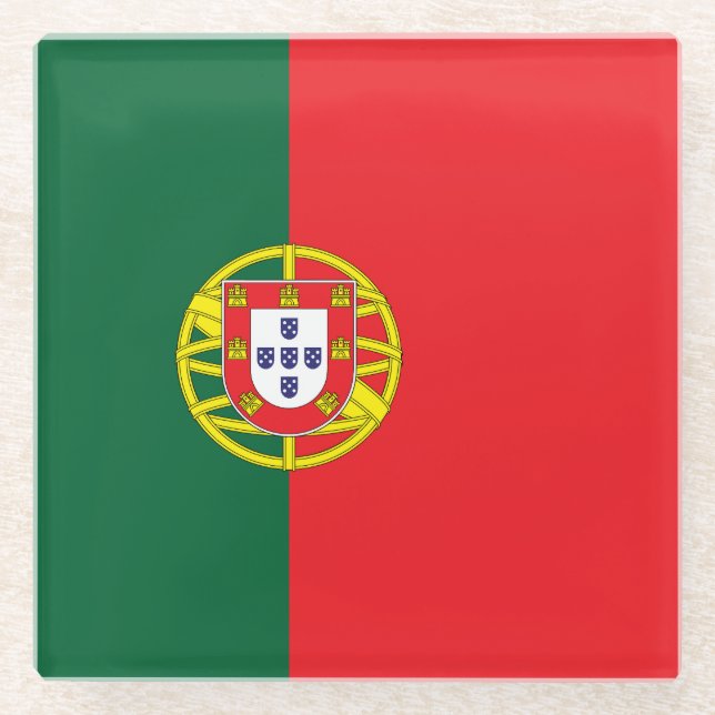 Portugal Flag Glass Coaster (Front)