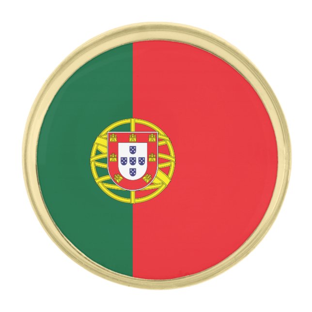 Portugal Flag Gold Finish Lapel Pin (Front)