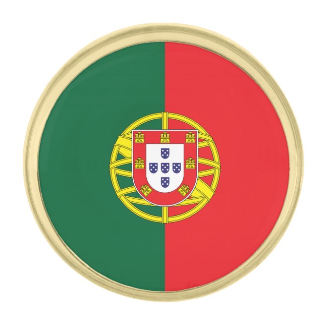 Portugal Flag Gold Finish Lapel Pin (Front)