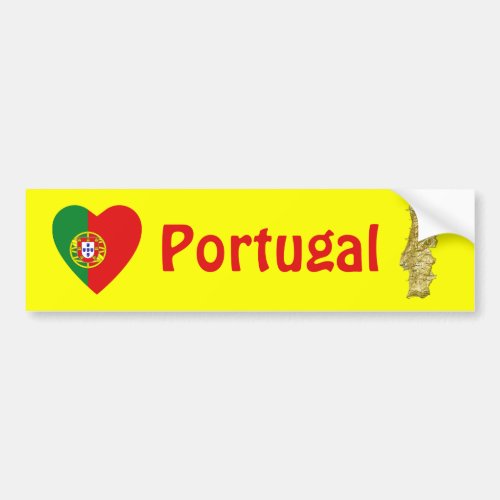 Portugal Flag Heart  Map Bumper Sticker