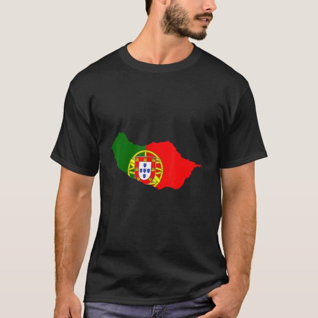 Portugal Flag in Madeira outline Madeira T-Shirt (Front)