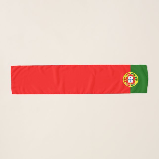 Portugal flag Long (10" x 45"), White Scarf (Front (Horizontal))