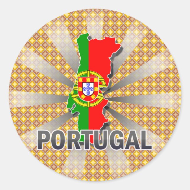 Portugal Flag Map 2.0 Classic Round Sticker (Front)