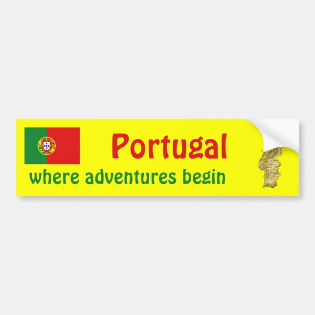 Portugal Flag + Map Bumper Sticker (Front)