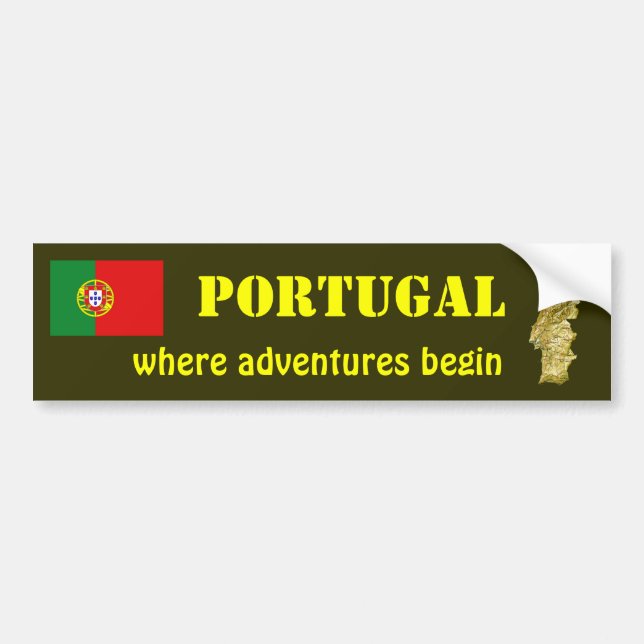 Portugal Flag + Map Bumper Sticker (Front)
