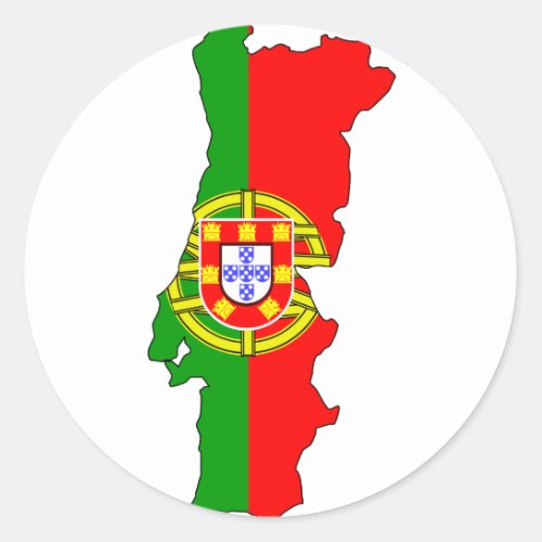 Portugal flag map classic round sticker