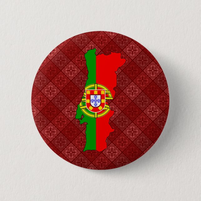 Portugal Flag Map full size Pinback Button (Front)