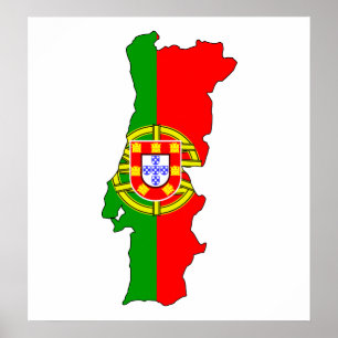 Portugal Flag Map full size Poster