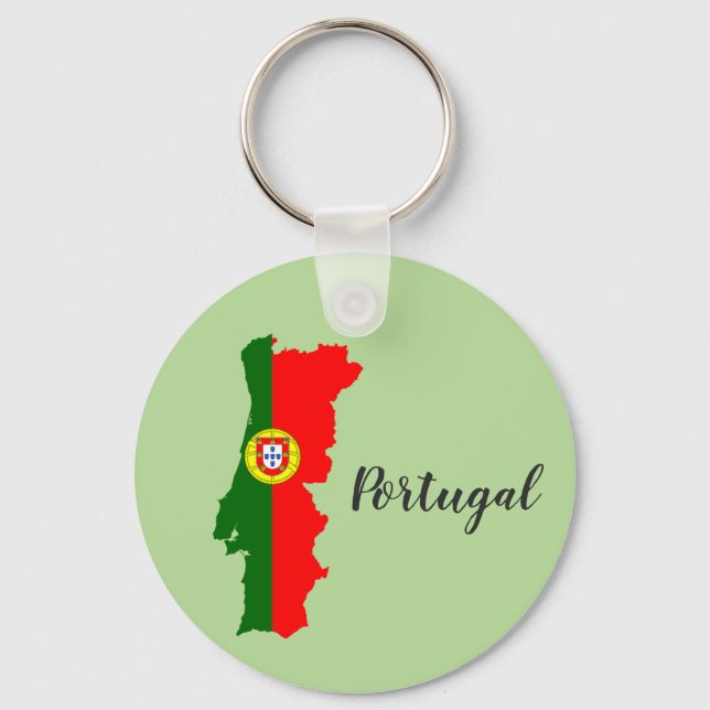 Portugal Flag Map Keychain (Front)