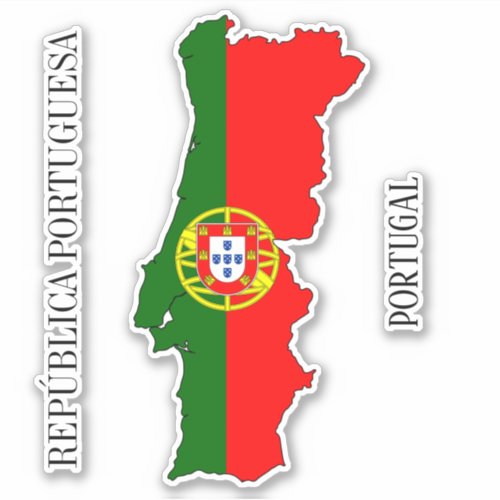 Portugal Flag Map Outline Sticker