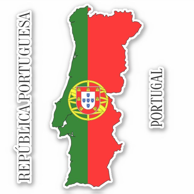 Portugal Flag Map Outline Sticker (Front)